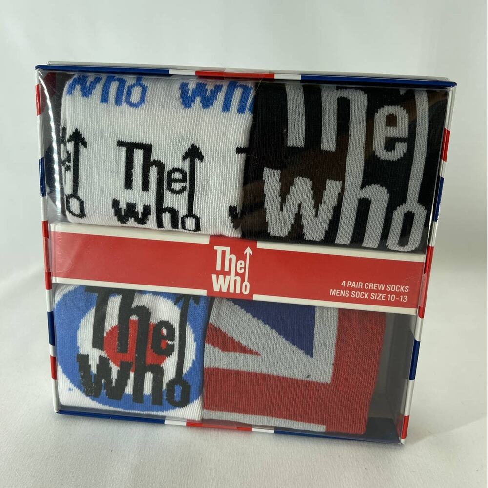 The Who 4 Pack Mens Crew Socks NEW Gift British Rock Band London Music Sz 10-13